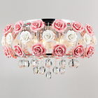 S067267900004 Ouku Modern Rose Flower Crystal Pinkflower Chandelier Light 889148508261