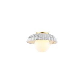 Safavieh 195058360579 Lighting Collection Grima White Marble/gold Flush Mount Led Bulbs Included