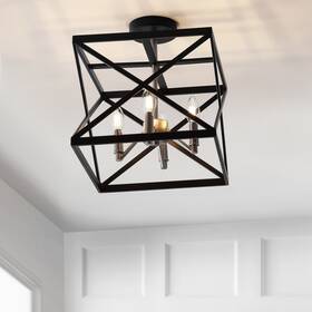 Safavieh 889048614925 Lighting Matias Flush Mount - Black 13 Inch X 15
