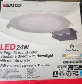 Satco 045923118289 Cct Selectable Led Slim-fit Flat Lens Downlight With Remote Driver 8 Inch