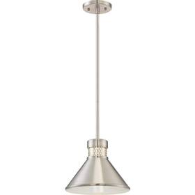 Satco 62/851 3-light Brushed Nickel/white Accents Shaded Pendant