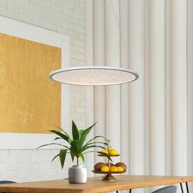 Savonnerie 714651960513 Modern 1-light White Round Led Chandelier Minimalist Pendant 17.5 Inch D X 61