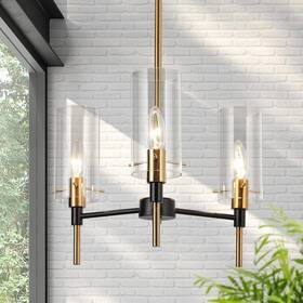 Savonnerie 714651962876 Modern 3-light Black Gold Chandelier Pendant Light With Cylindrical