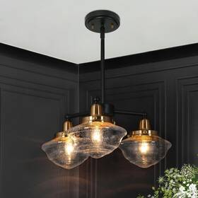 Savonnerie 714651964139 Mid-century Modern 3/5-light Black Gold Wheel Chandelier 3-light