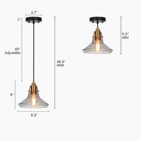 Savonnerie 714651965419 Modern Glam 1-light Black Gold Cone Glass Kitchen Island