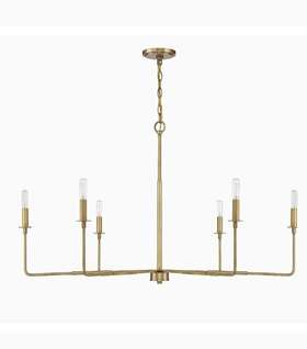 1-2221-6-322 Savoy House Salerno 42 Inch Chandelier Warm Brass Used Retail 426