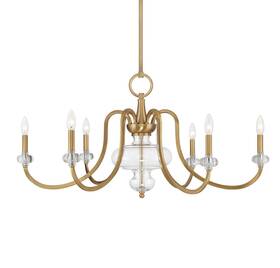 1-5802-6-322 Savoy House 1-5802-6 Bergdorf 6 Light 39 Inch W Taper Candle Style - Brass