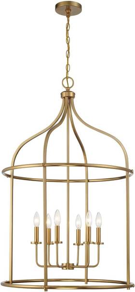 3-7388-6-322 Savoy House Brookstone 6-light Pendant In Warm Brass