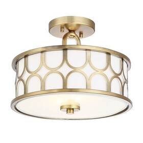 M60015nb Savoy House 2-light 10 Inch Ceiling Light Natural Brass/milk -