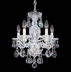 2999-40h Schonbek 5 Light Crystal Chandelier In Polished Silver