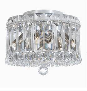 Schonbek S56690 6690s Plaza 4 Light 8inch Stainless Steel Flush Ceiling Swarovski