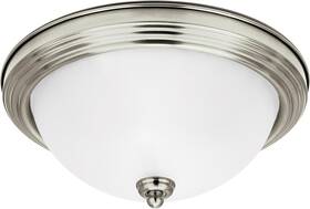 77063en3-962 Sea Gull Lighting Transitional 1-light Flush Mount Ceiling Light Brushed Nickel Satin Etched Glass