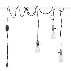 Seaside Village 756040225445 Vintage Pendant Light Kit Cord With Dimming Switch And Triple E26/e27 Industr