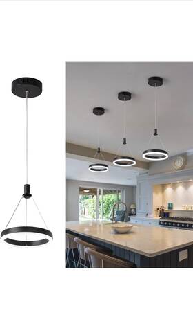 See Description For Details 696397145945 Viruhaka Dimmable Led Pendant Light Kitchen Island 15w Modern Dining Room Black