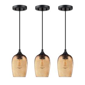 3462cd103  Seenming House Farmhouse Island Pendant Lights 5.1 Inch Hand Blown Black Seeded Ancient Amber Glass