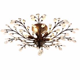 Seol 717080039881 Light Vintage Large Crystal Branches Chandeliers Black Close To Ceiling Ligh