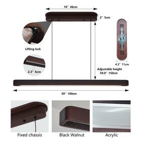 Sy1340p264186 Seyy 39 Inch /51 Wood Linear Pendant Light Dimmable Hanging Led Dining Table Island