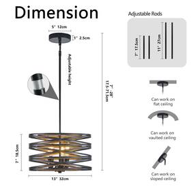 W1340p276810 Seyy Art Spiral Iron Cage Chandelier Ceiling Pendant Lights Lamp Fixture E12 13-24 Inch
