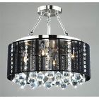 B343-bx-129 Shade Satin Nickel 5-light Lamp Semi-ceiling Black Crystal
