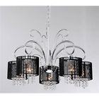 L661-hlj-295 Shade Black Aegean Chandelier Chrome 5-light