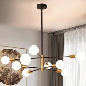 D6113-08-gdbk Sheetea 8-light Sputnik Chandelier Black And Gold Chandeliers Pendant Lighting Mode