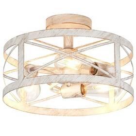 Shengqing 722487155287 Rustic 3-light Semi-flush Mount Ceiling Light 13 Inches Round Lighting
