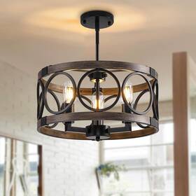 All240206 Shiandar 15.7ftft Drum Chandelier 3-light Adjustable Height Round Dining Room