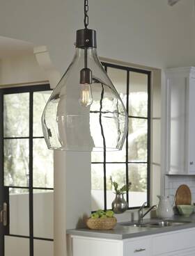 L000468 Signature Design By Ashley Avalbane Contemporary 20.25 Inch Glass Pendant Light