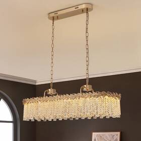 Rlp002g-1c Siljoy 40 Inch Modern Crystal Chandelier For Dining Room 2-light Gold