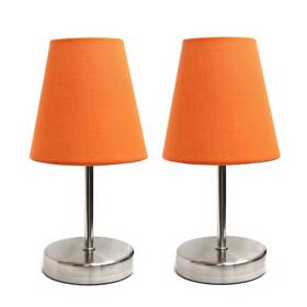 Simple Designs 810241025577 Lt2013-org-2pk Sand Nickel Mini Basic Table Lamp With Fabric