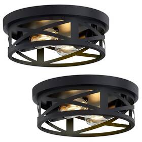 Sk004 Skejao Flush Mount Ceiling Light Fixture Black 2-light Hallway Fixtures L