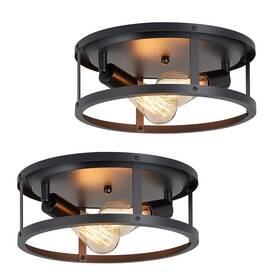 Sk201 Skejao 13 Inch Black Flush Mount Ceiling Light Fixture 2-light Hallway