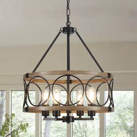 Bw-zjd00129-4-b Slbwq Iwg 4-light Farmhouse Chandelier Rustic Faux Wood Chandeliers Dining Room Light