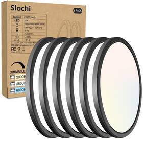 Tjn-cl02a Slochi -6-bk-us 2pack Led Flush Mount Ceiling Light Fixture 3000k4000k6500k And 100w Equivalent Mo