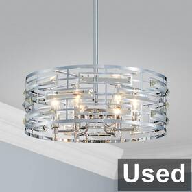 Sm-dy-22035 Sm Saint Mossi - 59 Inch K9 Crystal Drum Pedant Light Fixture Chrome