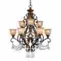 Sma Concepts Bronze 9 Light Crystal Chandelier Glass Shades Pendant Lamp Ceiling Lighting 0742889403830
