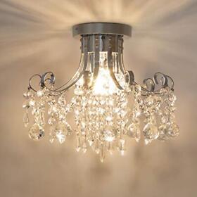 Small Crystal Chandelier Lighting 3-light Ceiling Light With Raindrop