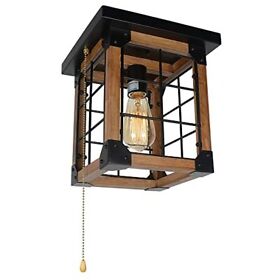 Bh18057pc Small Farmhouse Flush Mount Ceiling Lighting With 1-light Pull Chain 8057pc