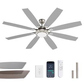 Ll-8838d-72-03 Snz 72 Inch Large Ceiling Fans With Lights And Remote Nickel Fan Wit