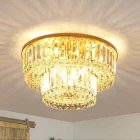 Ccf-2024-08-g Somniferous 16 Inch Gold Crystal Chandelier 6-light Modern Flush Mount Ceiling Light Stunning