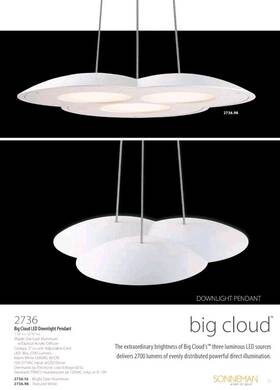 2736.98 Sonneman J20 Led Big Cloud Downward Triple Pendant Lamp - New