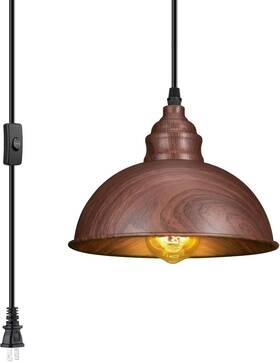 Pdl-016 Soodmi Plug In Pendant Light 15ft Hanging Lights On/off Switch Industrial Fixture Brown