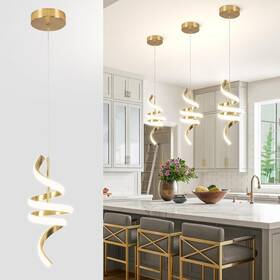 Sovinzert 313107071041 Spiral Led Pendant Light Fixtures 15in Modern Lights Adjustable Height