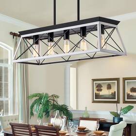 Spark Marketing Inc 744759399953 Elegant 5-light Rustic Farmhouse Pendant Chandelier For Dining Room And Kitchen I