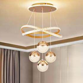 Spavzeme 763312480907 Modern Gold Led Chandeliers 3-color Dimmable Pendant Light For Kitchen Islan