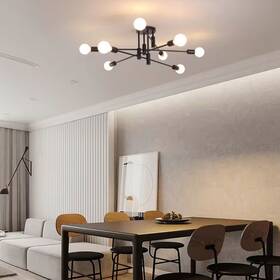 As9014-8 Sputnik Black Modern Chandelier 8 Light Farmhouse Mid Century Pendant