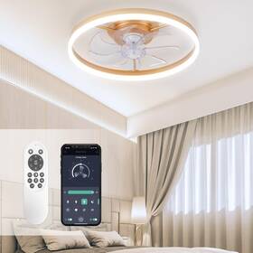 St-8801 Sterren Modern Gold Ceiling Fans With Lights 20 Inch Dimmable Flush Mount Low Pro