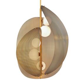 Sm32303swnab Studio M Sm32303sw Chips 5 Light 35 Inch W Led Chandelier By Mat - Brass