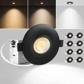 Sm-3in3c9w-4p Sublimation Black 8 Packs 3 Inch 3cct Gimbal Led Recessed Light With Junction Box 10wwaterpr