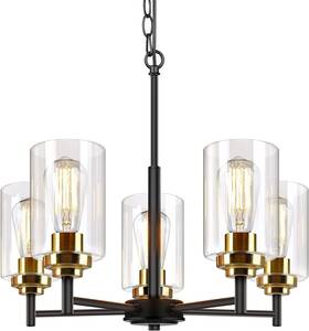 3358-p5-bk Sucolite 5-light Chandelier With Clear Glass Shades - Scratch And Dent